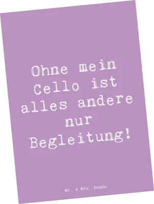 Produktbild von Mr. & Mrs. Panda Postkarte Spruch Cello Magie - Lavendeltraum - Geschenk, Solo, Klassische Musik, bildkarte, Ansichtskarte, Ansichtskarten, Grußkarte, Postkarten, Musiker