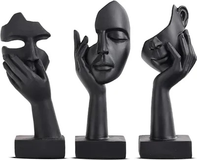 Produktbild von Abstrakte Kunst, Skulpturen, 3-teilig, 15 cm, schwarz, für das Wohnzimmer