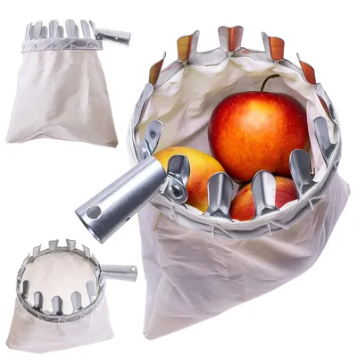Image de KADAX Cueilleur à long manche en bois, Cueilleur de fruits avec sac, Collecteur de fruits pour pommes