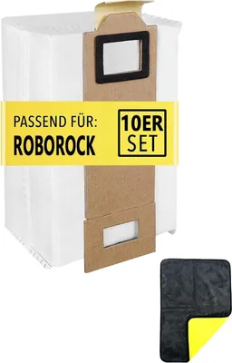 A set of vacuum cleaner bags for a Roborock S7 series robot vacuum cleaner, displayed against a white background. A yellow band with text is present on the packaging.