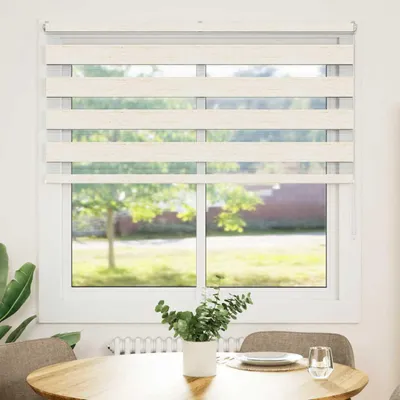 Productafbeelding van vidaXL Dubbele rolgordijn, marmerbeige, 140x100 cm, stofbreedte 135,9 cm, polyester