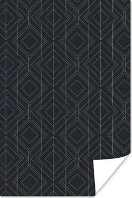 Produktbild von MuchoWow® Poster Art deco - Quadratisch - Gold - Schwarz 120x180 cm - Kunstposter