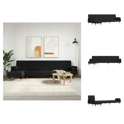 Zdjęcie produktu dla vidaXL Sofa rozkładana w kształcie litery L czarna 271x140x70 cm aksamitna - Sofy