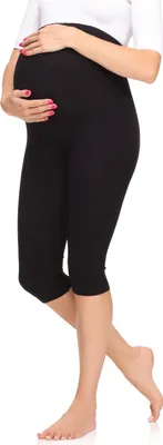 Produktbild von Merry Style Damen 3/4 Umstandsleggings aus Viskose MS10-298 (Schwarz, L)