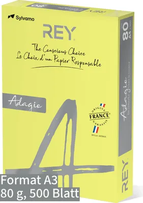 Produktbild von Kopier-Offset A3 KP380 REYAdagio 80g banane Pckg. a 500 Blat