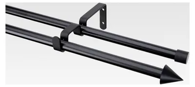 Produktbild von Gardinenstangen Set "Kegel" 2-läufig Metall schwarz, Ø 16 mm, 120 cm