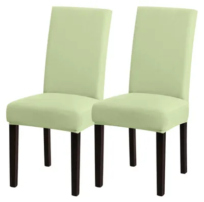 Produktbild von Stuhlhussen 2er Set Grün Stretch Esszimmer Stuhlbezug Waschbar Elasthan Küchenstuhl Bankett
