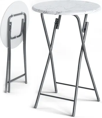 Produktbild von CASARIA® Stehtisch Klappbar 110cm Hoch Rund Ø 60cm Outdoor Marmor Holz Stabil Garten Bistrotisch Bartisch Biertisch Partytisch Klapptisch Tisch Weiß