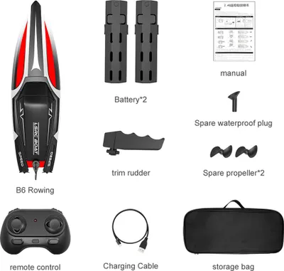Produktbild von B6 Sommer-Fernbedienung Boot Wasser Spielzeug Rennfahren Doppelpropeller Elektro-Hochgeschwindigkeits-Schnellboot 2 Batterien