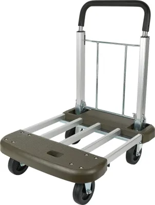 Produktbild von STIER Plattformwagen, Verstellbar, Tragkraft 150 kg, Transportwagen klappbar, Aluminium, mit ausziehbarem Griff, Transporthilfe mit Lenkrollen, variable Plattform, Schiebewagen