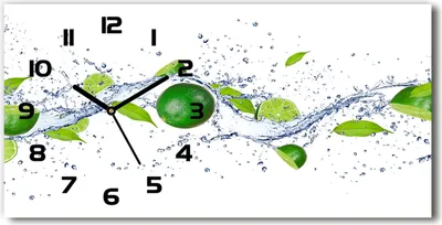 Produktbild von Wanduhr aus Glas – 60x30 cm - Glasbild - Glasuhr - Gehärtetes Glas - schwarze-zeiger - Limes und Wasser