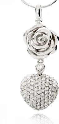 Produktbild von Karisma Damen Silber 925 Anhänger Rose-Herz 15mm - rhodiniert Zirkonia Steine Mit Silber Kette 925- weiss