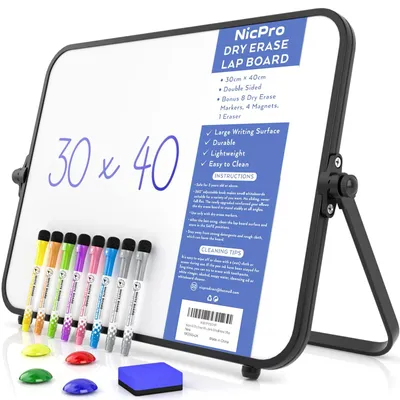 Produktbild von Trocken-Whiteboard A3 mit Antirutschstand - Doppelseitiges Magnetisches Schreibboard