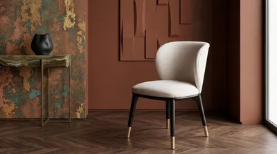 Productafbeelding van Elegant gestoffeerde stoel, eetkamerstoel, modern meubelontwerp