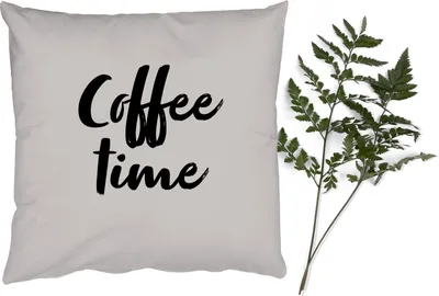 Produktbild von MuchoWow® Zierkissen Sofakissen Wohnzimmer Dekokissen 40x40 cm Zitate - Sprichwörter - Kaffeezeit - Foto Kissen - Schlafzimmer Dekoration