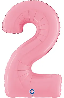 Productafbeelding van Grote folieballon in de vorm van het cijfer 26"/66cm | Pastelroze, cijfer: 2
