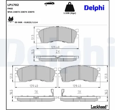Produktbild von DELPHI Bremsbeläge Satz Vorne Bremsklötze für KIA RIO Kombi (DC) LP1702