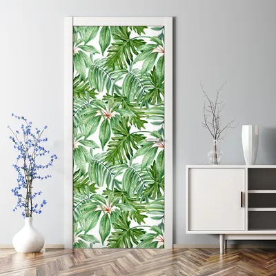 Produktbild von Dekorative Tür Wandaufkleber Wandtattoo selbstklebend dekoration Tropische Blätter 77 x 200 cm