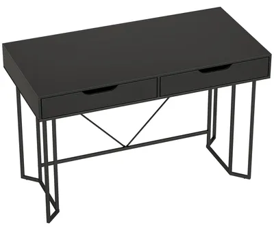 Produktbild von Kleiner Computertisch mit 2 Schubladen, Schreibtisch mit großer Arbeitsfläche 120 x 60 x 77 cm Schwarz
