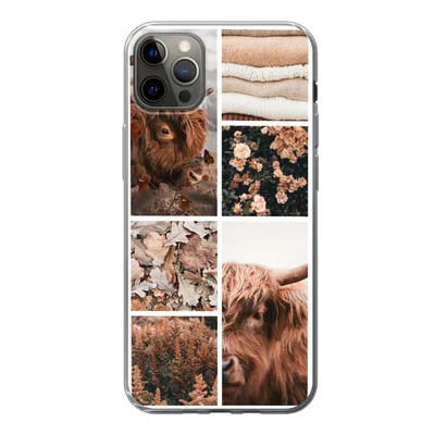 Produktbild von MuchoWow® Handyhülle Schutzhülle Hülle für iPhone 13 Pro Max Schottischer Highlander - Collage - Blumen Silikon Softcase Handy Hülle - Mobiltelefon