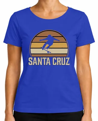 Zdjęcie produktu dla Santa Cruz Skateboard Retro Skater Vintage Sunset Surfer Cali Ladies T-Shirt, Niebieski, XL