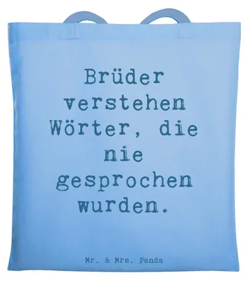 Produktbild von Mr. & Mrs. Panda festivaltasche Spruch Bruderverständnis - Sky Blue - Geschenk, Laptoptasche, Bruder, Schultasche, Verständnis, Geschwister, Tote Bag, Dankeschön, Liebe