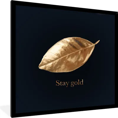 Produktbild von MuchoWow® MuchoWow® Gerahmtes Poster Blatt - Gold - Zitate 40x40 cm - Poster mit zchwarzem Bilderrahmen - Mit Rahmen - Wanddekoration Schlafzimmer