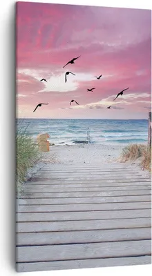 Produktbild von Bild auf Leinwand - Leinwandbild - Einteilig - Strand Sand Vögel - 45x80cm - Wand Bild - Wanddeko - Wandbilder - Leinwanddruck - Bilder - Wanddekoration - Leinwand bilder - Wandbild - PA45x80-4994