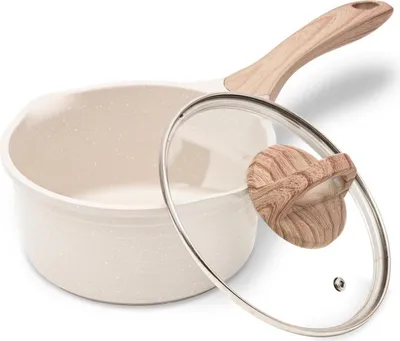 Image de JEETEE 16cm Casserole à manche avec couvercle 1.5L Induction Gaz Électrique Revêtu
