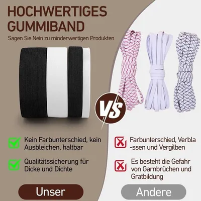 Gummiband 20 m Rolle - 3 cm breit - Gummiband zum Nähen - Gummiband für Hosen - Gummiband zum Basteln - Hochwertiges