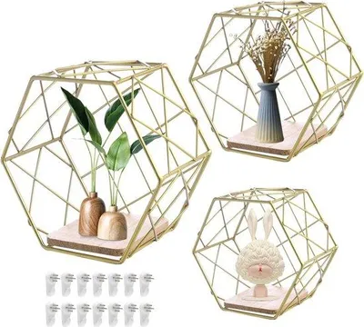 Image de Ensemble de panneaux muraux triangulaires - Wandrek - Accessoires pour la maison et le bureau - Or - Bois et métal