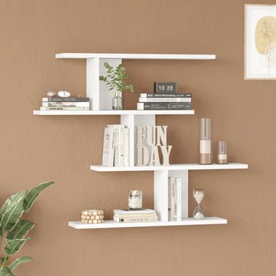 Zdjęcie produktu dla Półka ścienna 'Hökkomi' z 4 półkami 78 x 99 x 15 cm Biały