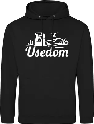 Produktbild von Huuraa Uni Hoodie Usedom Strandmotiv XXL Deep Black Vegan Sweatshirt Geschenkidee
