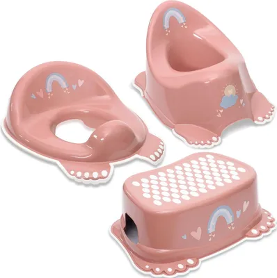 Produktbild von Babykajo 3 in 1 Baby Töpfchen Set - Kinder Töpfchen + Kinder Toilettensitz + Kinder Tritthocker – aus BPA freiem Plastik und mit Antirutschfüßchen.