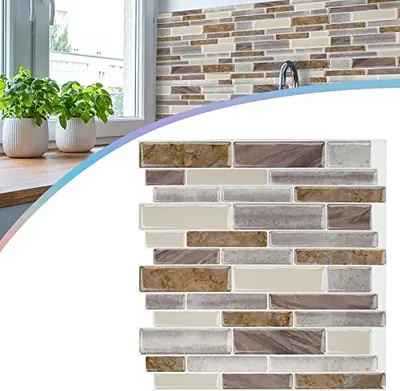 Produktbild von JOIEYOU Fliesenaufkleber 30x30cm 3D Klebefliesen Küchenrückwand Selbstklebende Vinyl Fliesen Wasserdicht Spritzschutz Wandfliesen Fliesenfolie für Küche Bad Deko, 10 Stück Typ C
