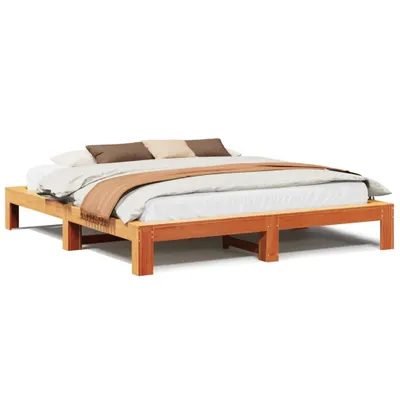 Produktbild von Massivholzbett ohne Matratze Wachsbraun 200x200 Kiefernholz