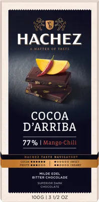 Image de Hachez Cocoa d Arriba Mango Chili Tablette de chocolat noble 100g