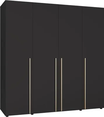 Produktbild von Kleiderschrank ARNI 200 cm Schwarz 4-Türig 9 Fächer Modern Loft