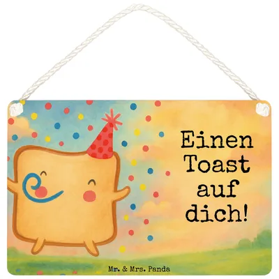 Produktbild von Mr. & Mrs. Panda Schild Toast Party Design DIN A4 - Weiß - Geschenk, holzbild, Freund, für Partner, Frauen, Deko Wandbild, Holz, Hochzeitstag, Holzschild, Freundin