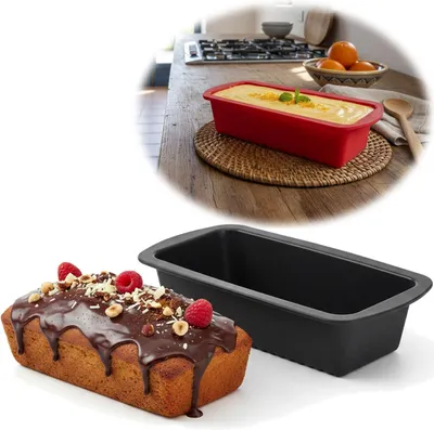 Produktbild von Rechteckige Silikon-Kastenform 27 cm für Kuchen und Brot | Königskuchenform | Antihaft-Backform | Flexibel | Silikonbackform