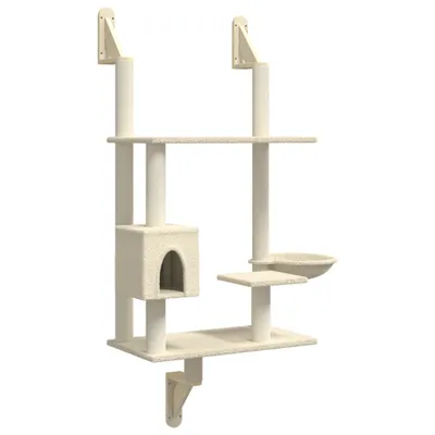 Produktbild von vidaXL Kratzbaum mit Kratzsäule Wandmontage Creme 153 cm