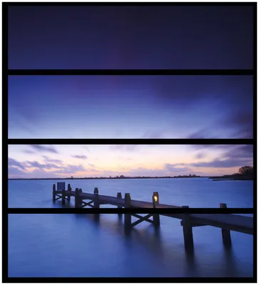 Produktbild von Wallario Möbelfolie / Aufkleber, geeignet für Ikea Malm Kommode mit 4 Schubfächern - Steg bei Abenddämmerung - Blauer Himmel bei Nacht
