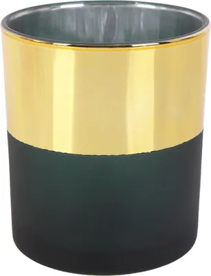 Produktbild von TrendLine Deko Glas Teelichthalter 9 x 10 cm gold schwarz