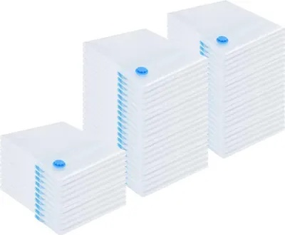 Image de vidaXL Sacs de rangement 50 pcs Transparent et bleu 130 x 100 cm
