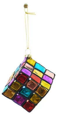 Imagen del producto de Adorno navideño colgante - Cubo - Multicolor - 5,5 x 5,5 x 5,5 cm