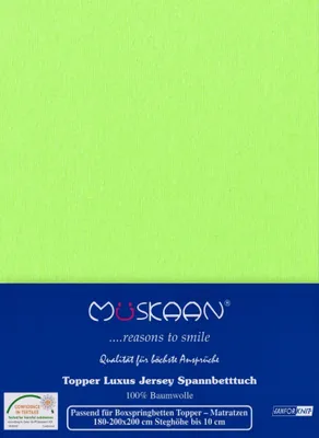 Produktbild von Jersey Topper Spannbettlaken Apfel Grün 180x200 - 200x200 cm 100% Baumwolle