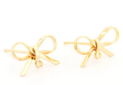 Produktbild von Vintageparts Ohrstecker Schleifenform Messing 18K Goldbeschichtung mit Öse 15x8mm, 2 Stück