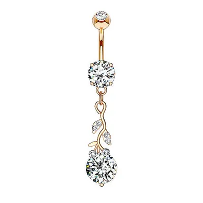 Produktbild von Taffstyle Bauchnabelpiercing Bauchnabelpiercing Banane Stecker Kristall Blätter Anhänger, Rosegold