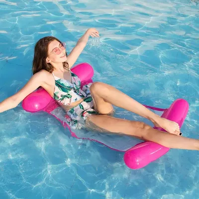 Produktbild von Wasserhängematte, aufblasbarer schwimmender Liegestuhl für den Pool (Rosenrot)