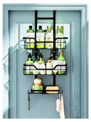 Produktbild von Duschregal ohne Bohren, Duschablage zum Hängen, Badezimmer Organizer für Shampoo, Duschkorb mit 3 Körben, Schwarz